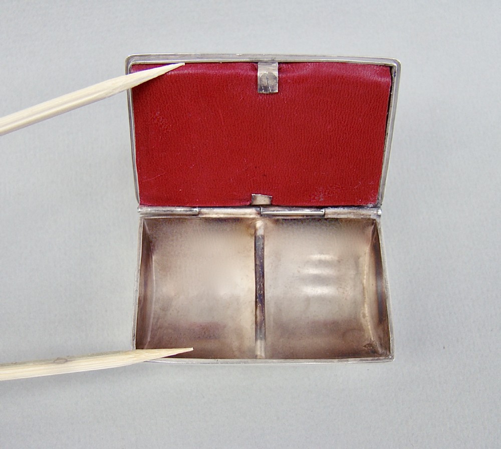 EDWARDIAN SILVER DOUBLE TROUGH-SHAPED STAMP BOX BY ADIE & LOVEKIN, BIRMINGHAM 1900
 View IV
