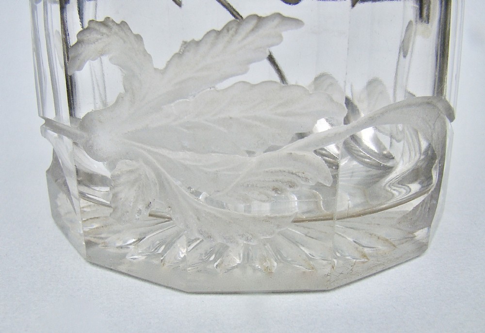 FABULOUS ART NOUVEAU HUKIN & HEATH AUTOMATED SILVER PLATED ETCHED GLASS PRESERVE JAR WITH SILVER PRESERVE SPOON View VIII