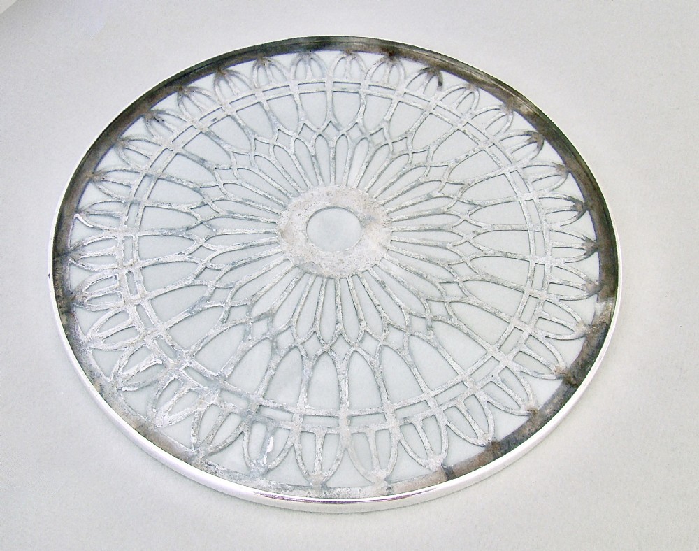 SILVER MOUNTED GLASS TEAPOT STAND BY WALKER & HALL, BIRMINGHAM 1933 View VI