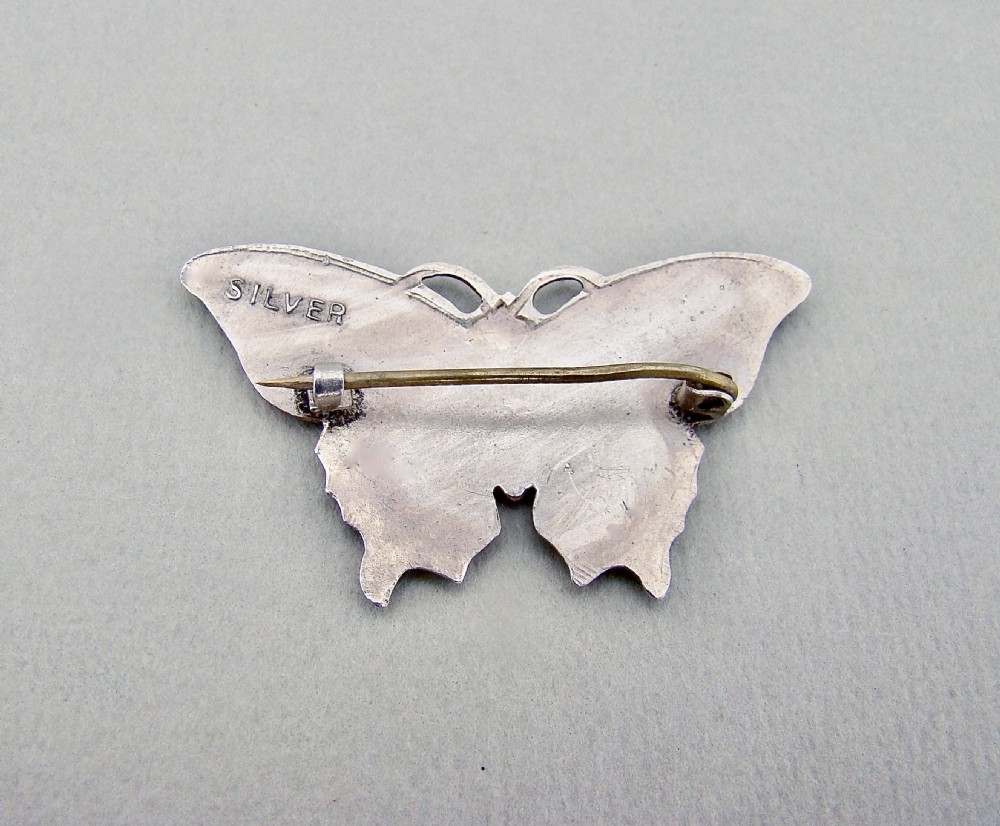 SCANDINAVIAN STERLING SILVER & GUILLOCHE ENAMEL BUTTERFLY BROOCH, CIRCA 1930 View II
