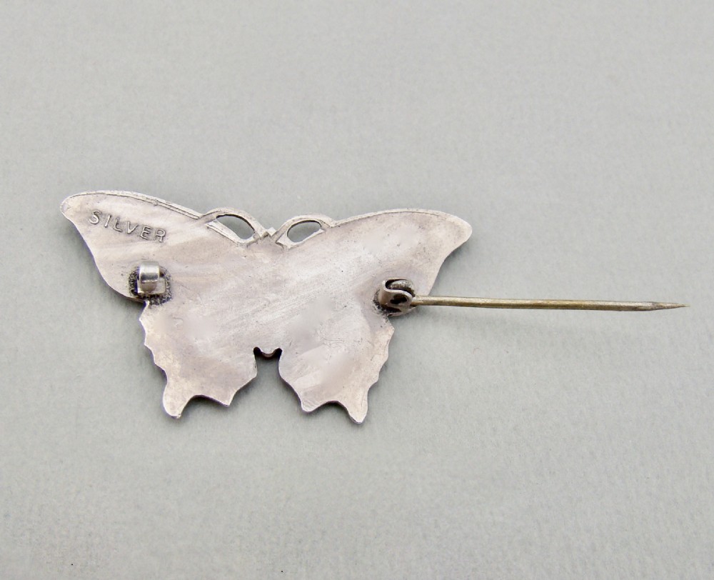 SCANDINAVIAN STERLING SILVER & GUILLOCHE ENAMEL BUTTERFLY BROOCH, CIRCA 1930 View III