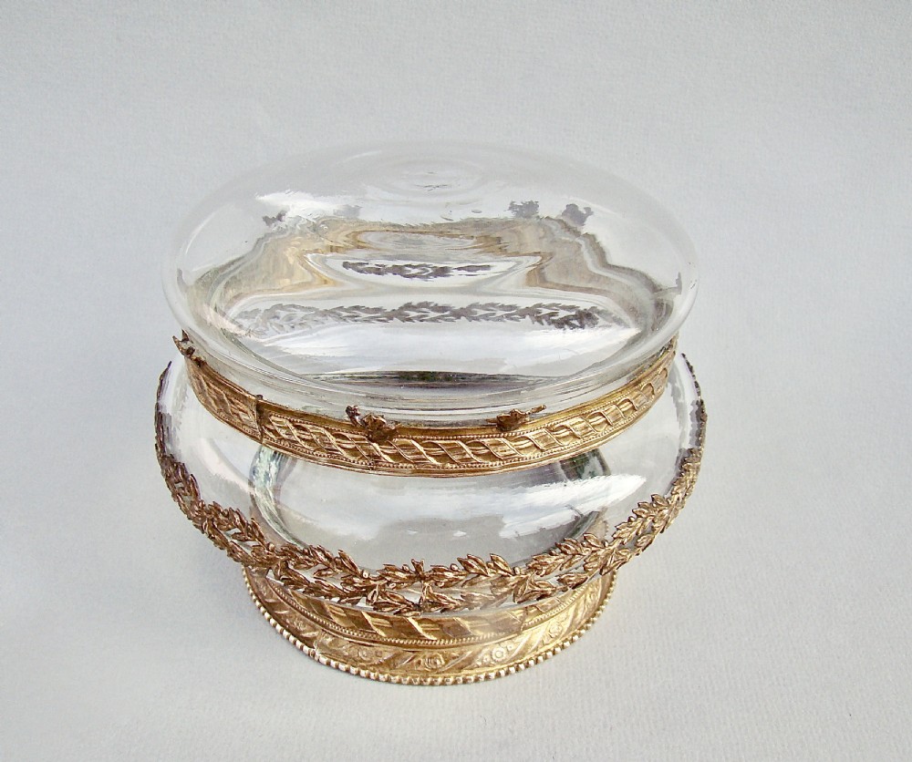 EXQUISITE NAPOLEON III FRENCH ORMULU MOUNTED DRESSING TABLE JAR , CIRCA 1860