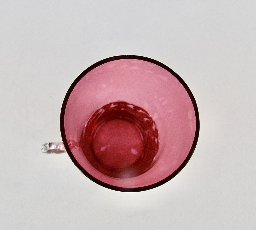 EXQUISITE EDWARDIAN SILVER & CRANBERRY GLASS TEA HOLDER, LONDON 1904 View V