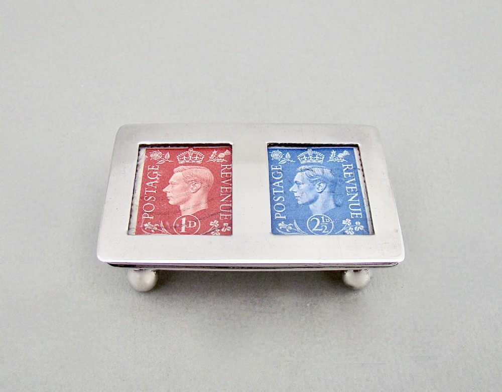 EDWARDIAN SILVER DOUBLE TROUGH-SHAPED STAMP BOX, BIRMINGHAM 1907
