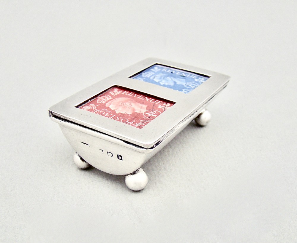 EDWARDIAN SILVER DOUBLE TROUGH-SHAPED STAMP BOX, BIRMINGHAM 1907
 View III