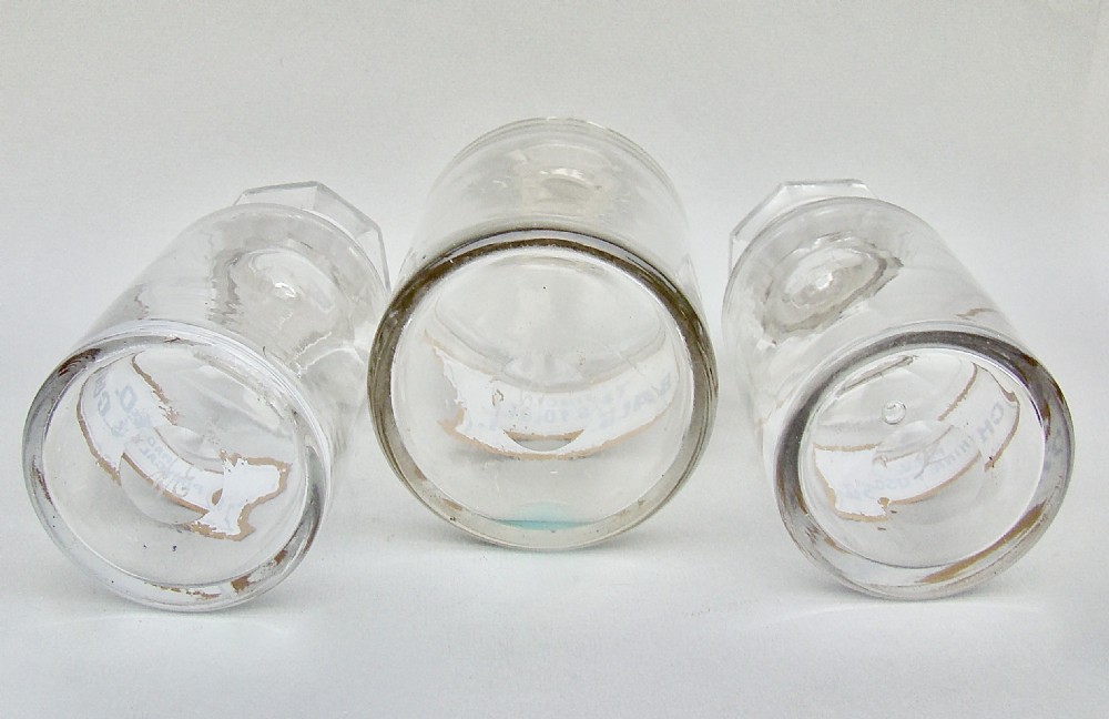 RARE SET OF THREE VICTORIAN WHITE LABEL APOTHECARY JARS, CIRCA 1890 View V