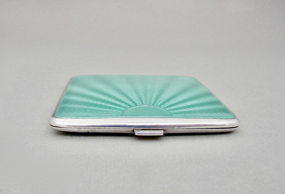 STUNNING ART DECO SILVER AND GUILLOCHE ENAMEL COMPACT BY COHEN & CHARLES, LONDON 1938 View III
