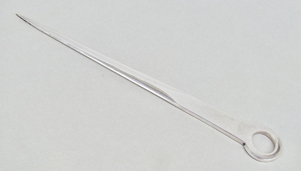 MID-CENTURY SILVER SKEWER LETTER OPENER BY FRANCIS HOWARD LTD, SHEFFIELD 1964 View II