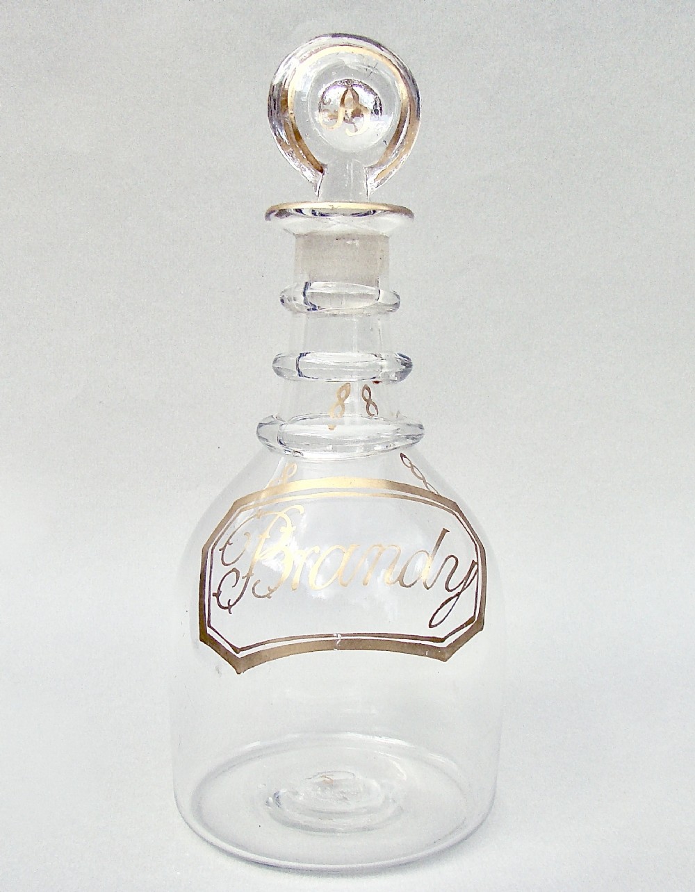 RARE GEORGIAN GILT GLASS BRANDY DECANTER, CIRCA 1795