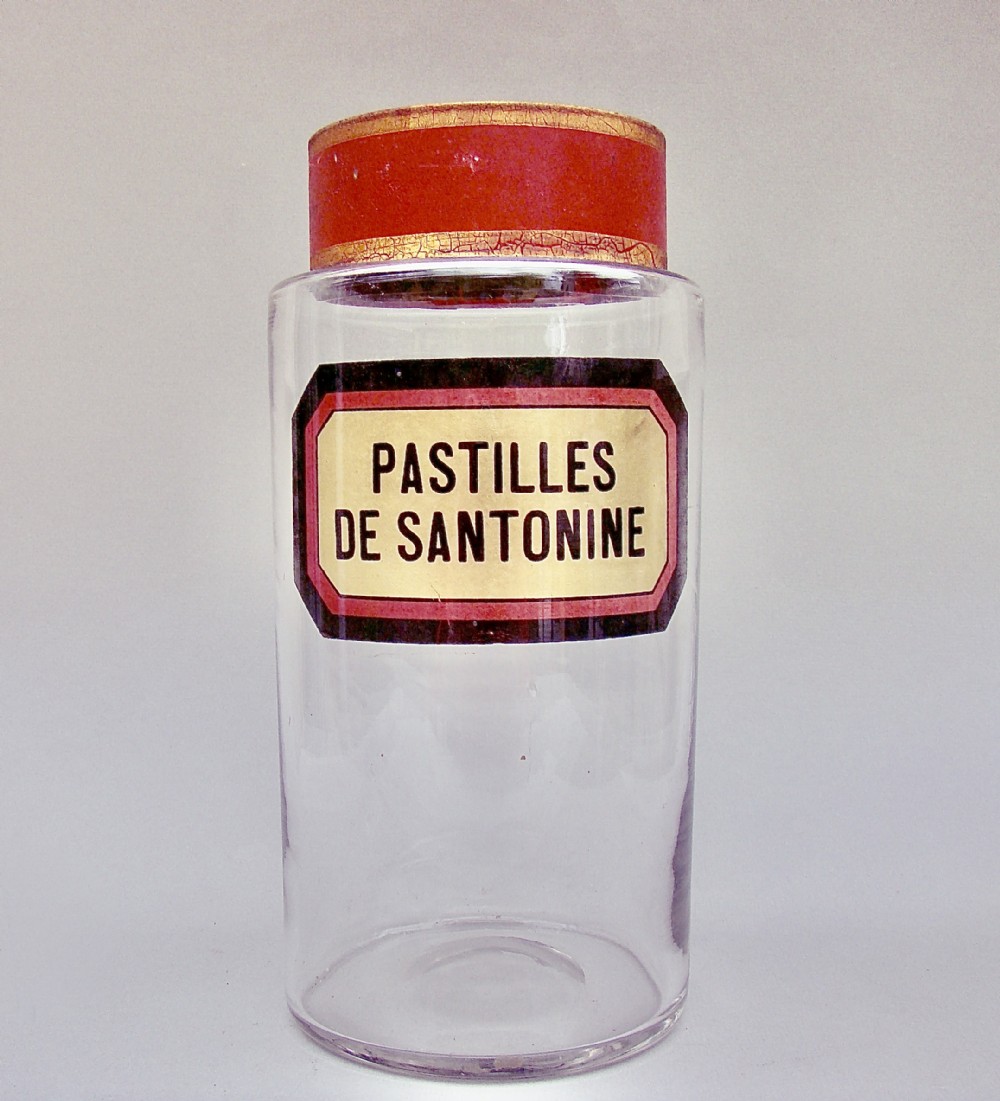 SUPERB 19TH CENTURY FRENCH GILT LABEL GLASS APOTHECARY JAR, CIRCA 1890