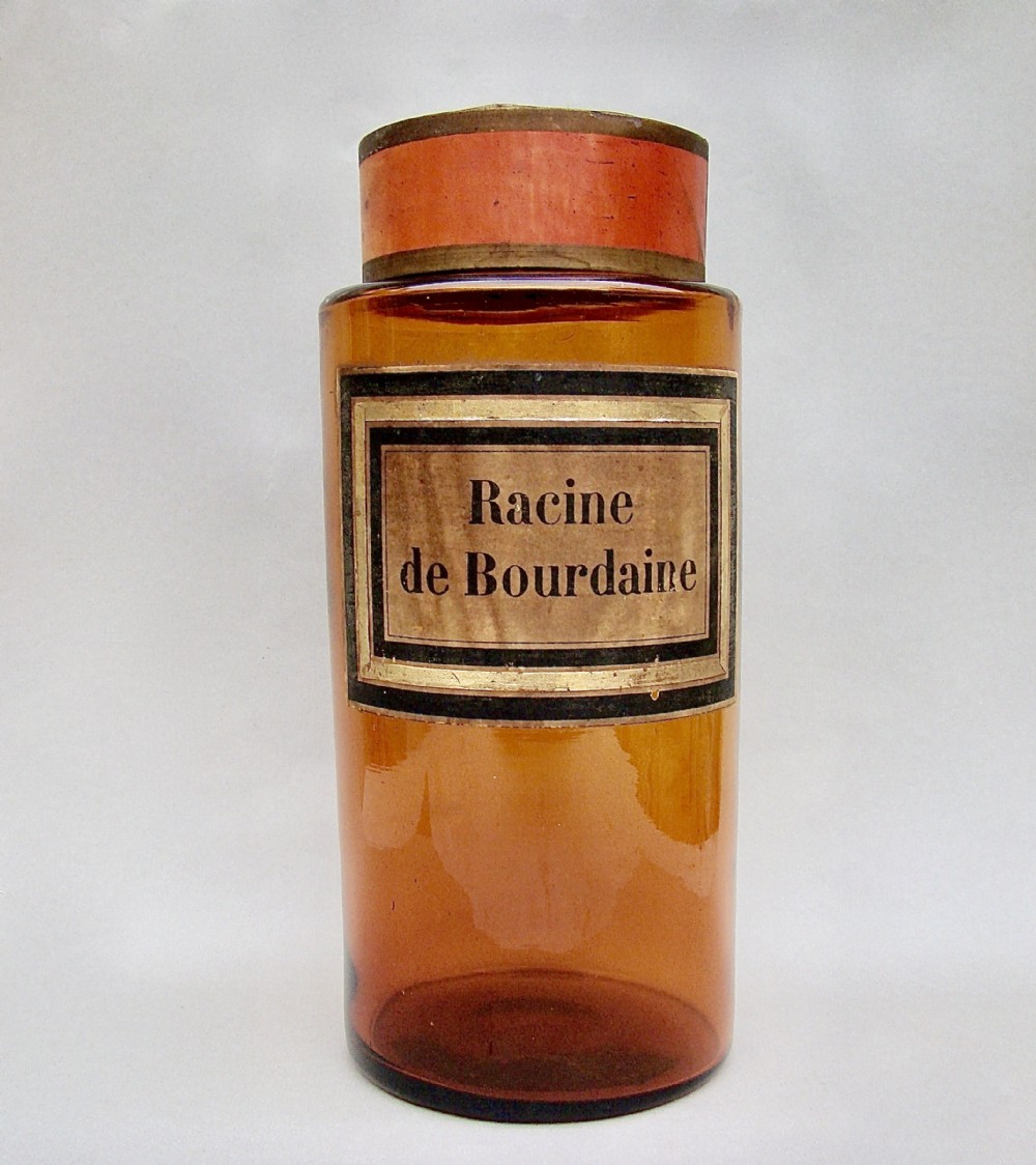 FABULOUS 19TH CENTURY FRENCH AMBER GLASS APOTHECARY JAR, CIRCA 1890