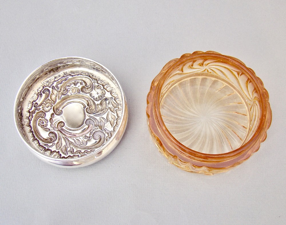 SILVER MOUNTED FRENCH BACCARAT DRESSING TABLE JAR BY LEVI & SALAMAN, BIRMINGHAM 1900 View IV