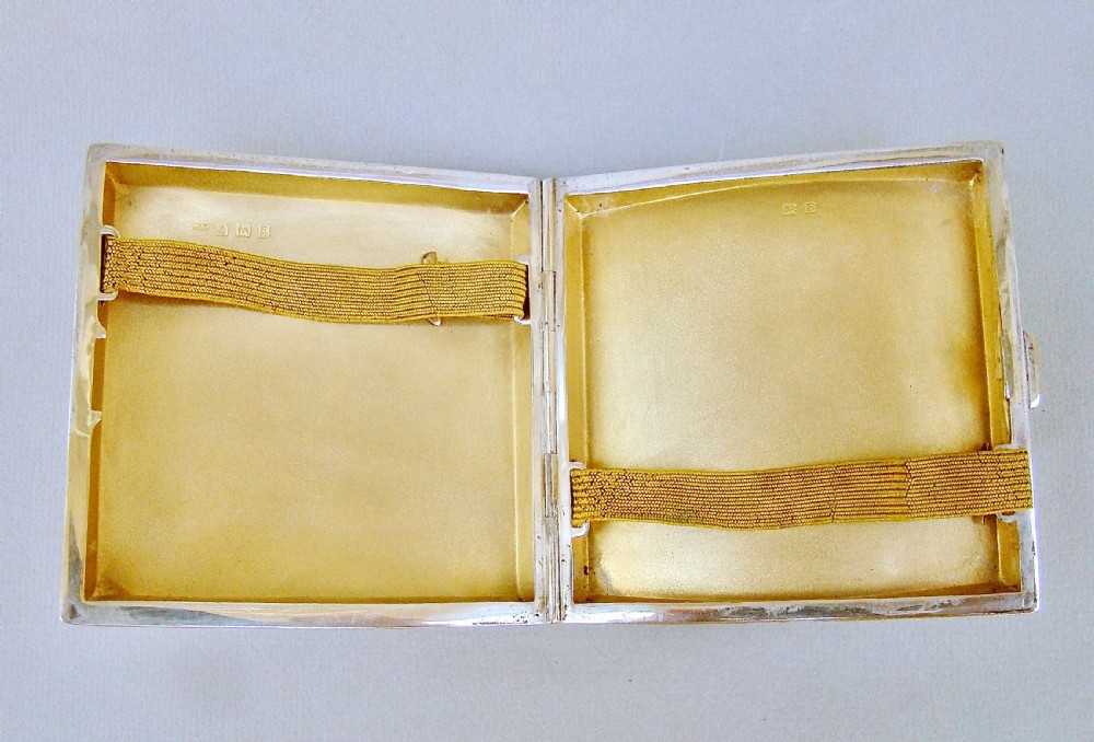 ELEGANT ART DECO SILVER CIGARETTE CASE BY JOHN HENRY WYNN , BIRMINGHAM 1929 View III