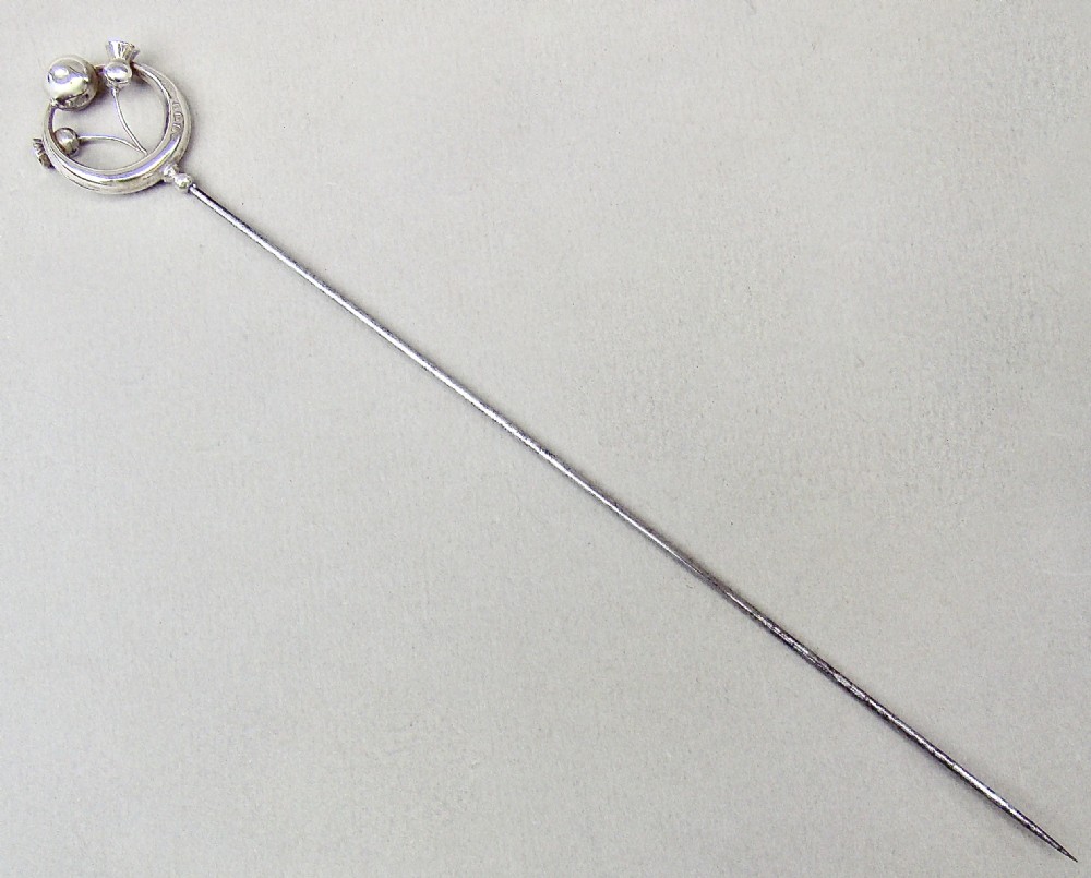 DELIGHTFUL ART NOUVEAU SILVER  HAT PIN BY PEARCE & THOMPSON, BIRMINGHAM 1911