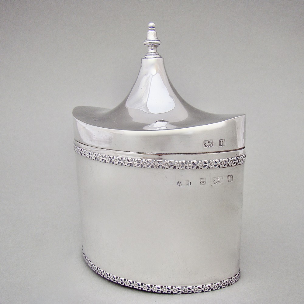 A. E. JONES ARTS & CRAFT SOLID SILVER TEA CADDY, BIRMINGHAM 1916