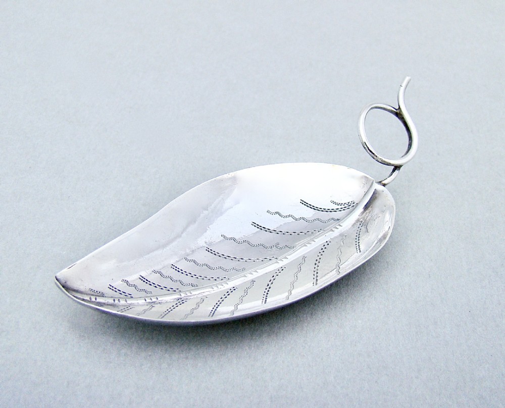 GEORGIAN SILVER LEAF-SHAPED CADDY SPOON BY JOSEPH TAYLOR, BIRMINGHAM 1798