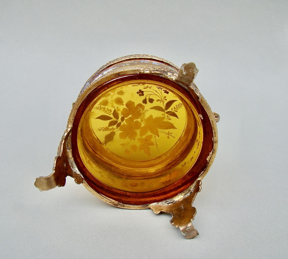 19TH C. FRENCH ORMULU & ENAMELLED AMBER GLASS DRESSING TABLE JAR , CIRCA 1890 View VII