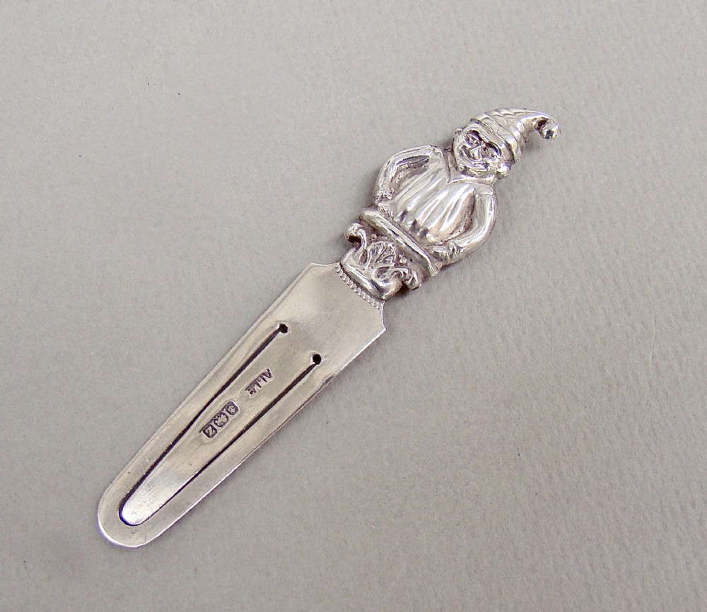 RARE NOVELTY SILVER 'MR PUNCH' BOOKMARK BY ADIE & LOVEKIN, BIRMINGHAM 1924
