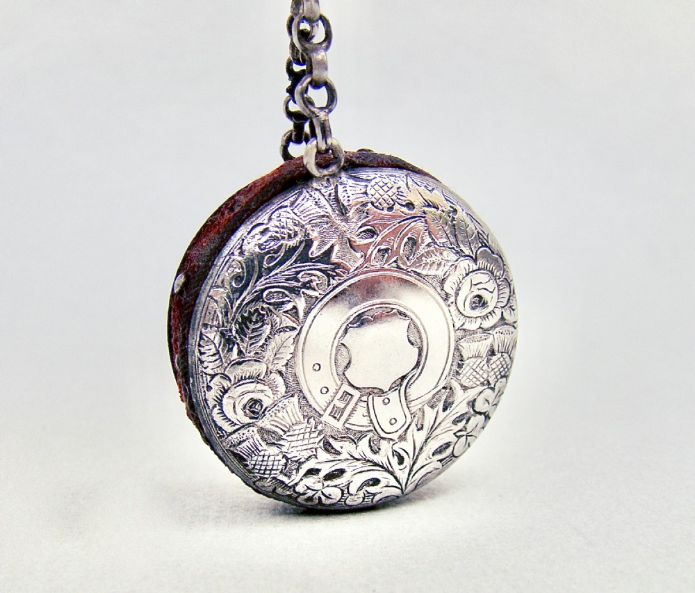 RARE VICTORIAN SCOTTISH SILVER CHATELAINE PIN CUSHION BY PETER MCGREGOR WESTREN, EDINBURGH CIRCA 1880