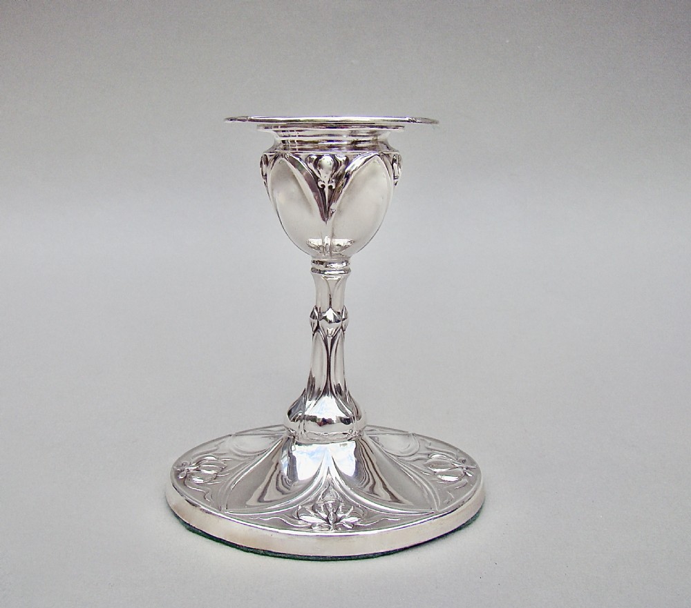 ELEGANT ART NOUVEAU SILVER CANDLESTICK BY THOMAS, A. SCOTT, SHEFFIELD 1905
 View VII