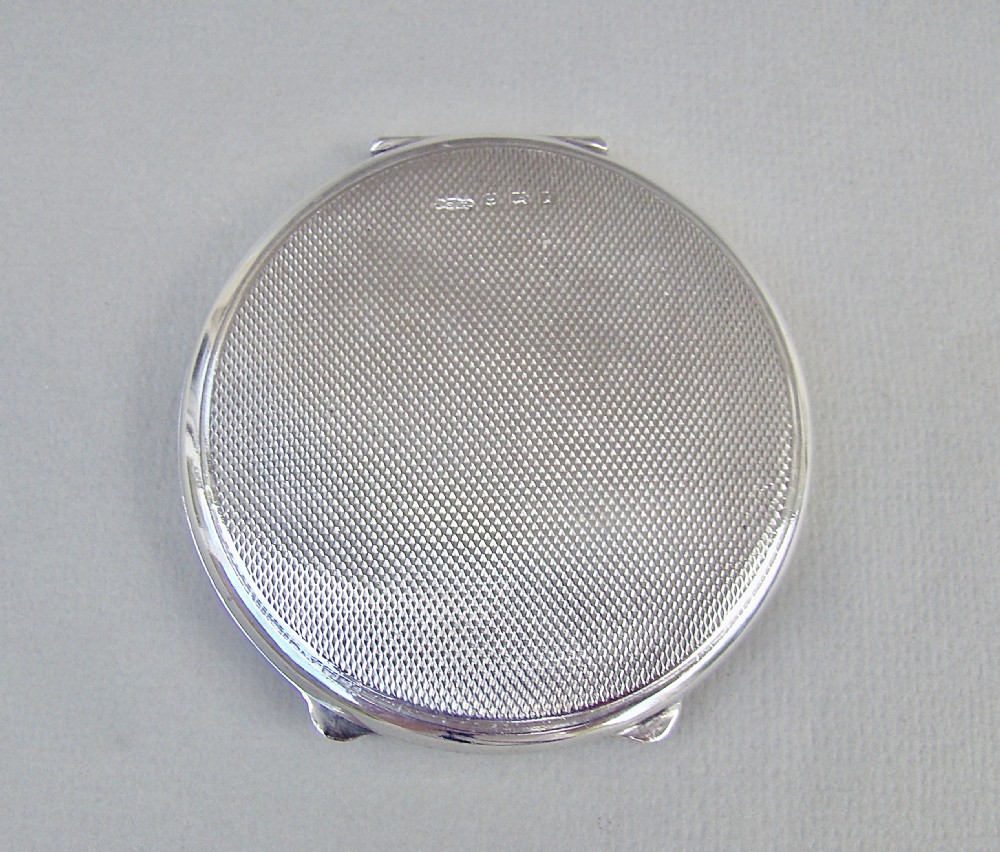 STUNNING ART DECO SILVER & GUILLOCHE ENAMEL COMPACT BY JOSEPH GLOSTER, BIRMINGHAM 1922 View III