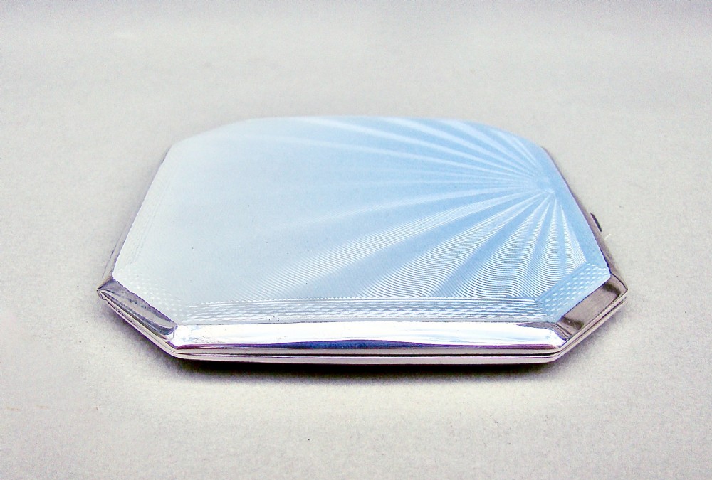 STUNNING MID-CENTURY SILVER & GUILLOCHE ENAMEL COMPACT BY CRISFORD & NORRIS, BIRMINGHAM 1950 View IV