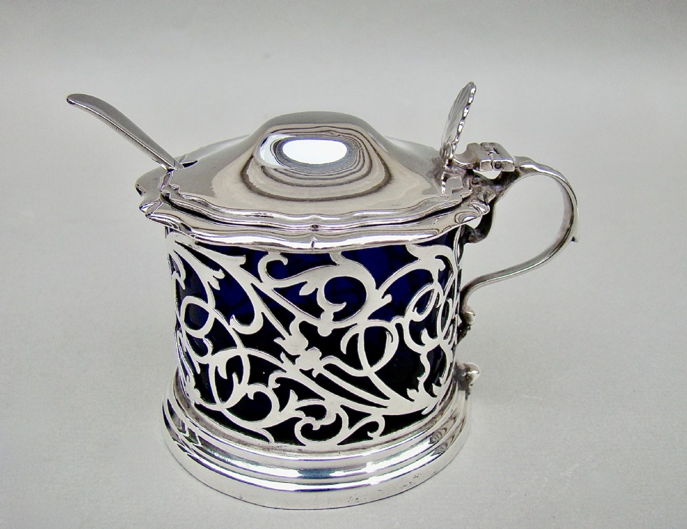 GOOD EDWARDIAN PIERCED SILVER MUSTARD POT BY THE ATKIN BROTHERS, SHEFFIELD 1901 View II