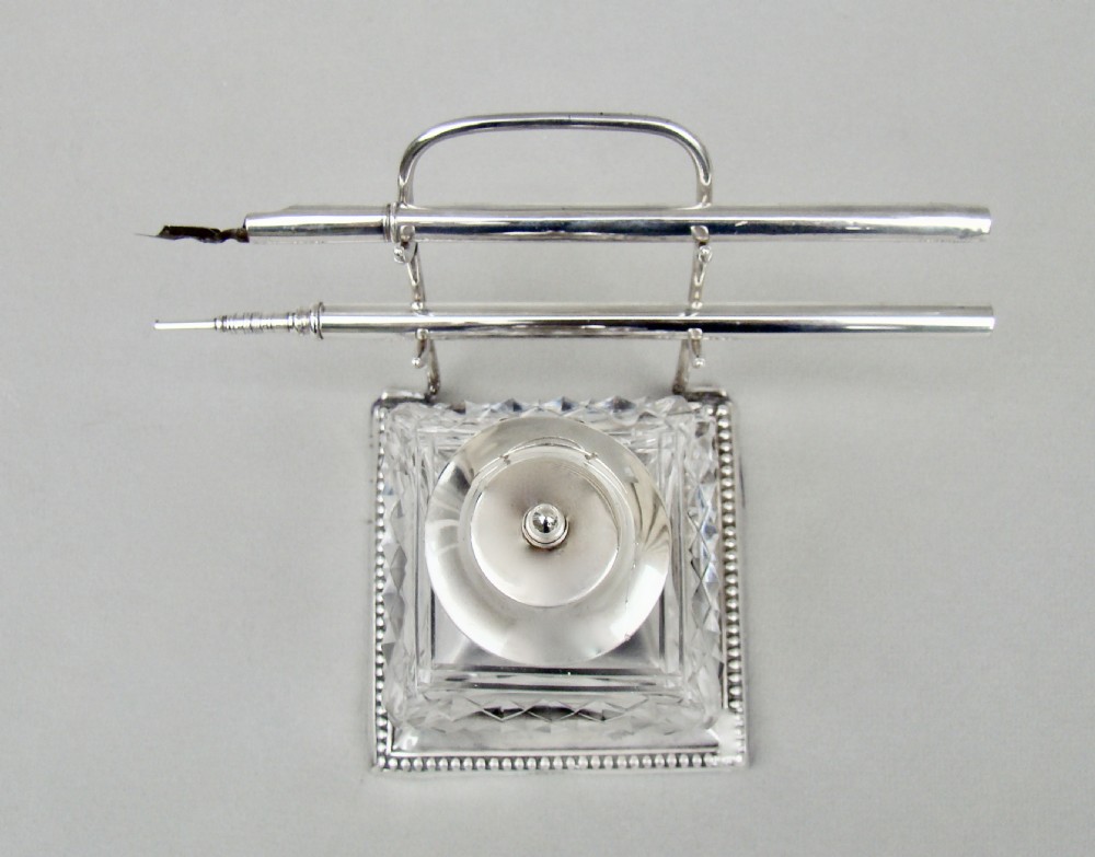 RARE EDWARDIAN SILVER INKSTAND BY WILLIAM HUTTON & SONS, LONDON 1903 View III