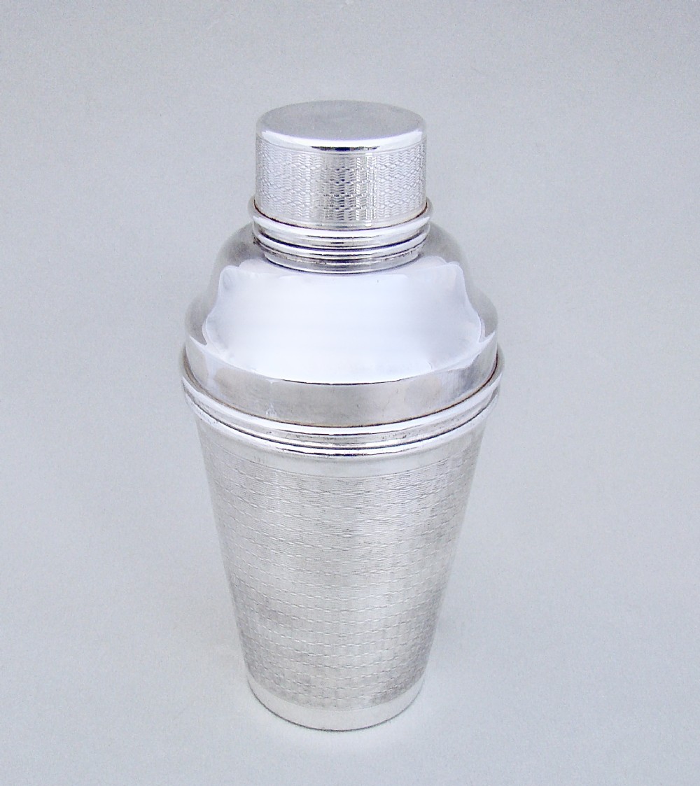 ART DECO SILVER PLATED COCKTAIL SHAKER, CIRCA 1930