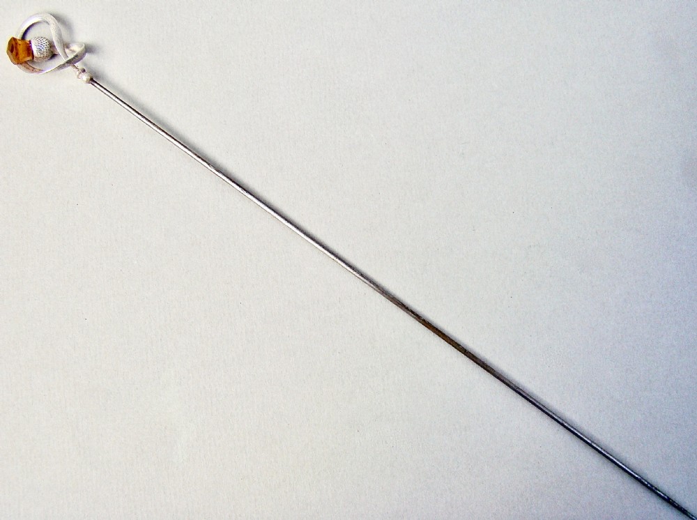 EXQUISITE EDWARDIAN SILVER & AMBER GLASS HAT PIN BY CHARLES HORNER, CHESTER 1908 View II