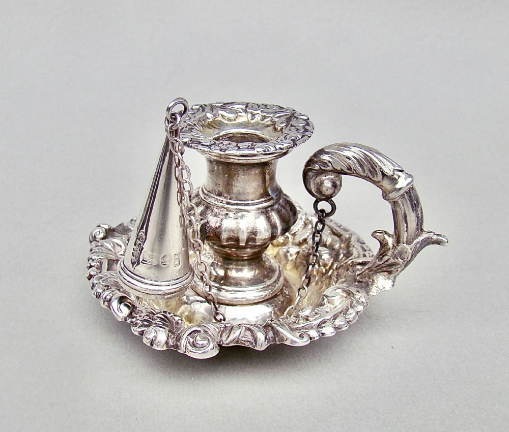 RARE GEORGIAN MINIATURE SILVER CHAMBERSTICK BY JOHN & THOMAS SETTLE, SHEFFIELD 1824