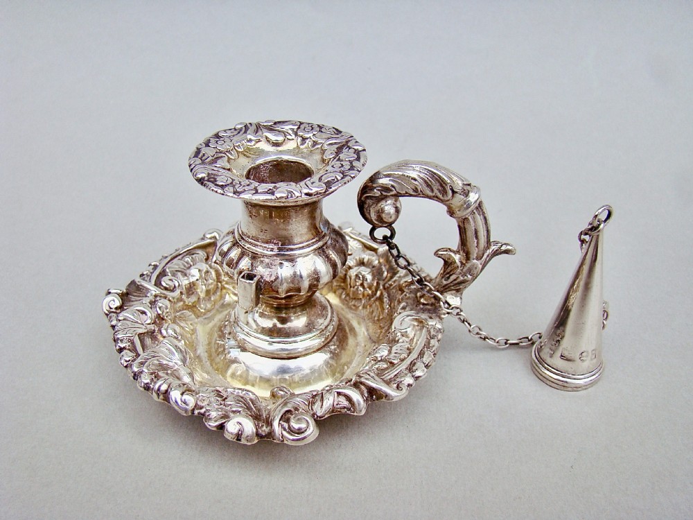 RARE GEORGIAN MINIATURE SILVER CHAMBERSTICK BY JOHN & THOMAS SETTLE, SHEFFIELD 1824 View V