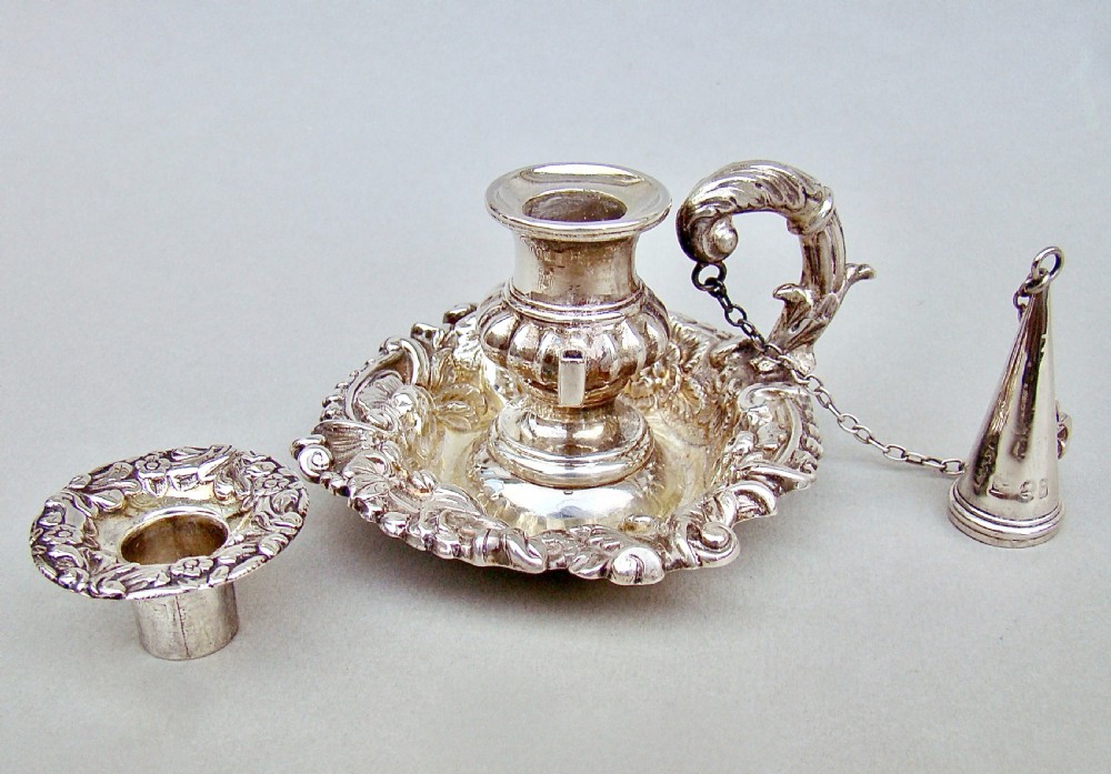 RARE GEORGIAN MINIATURE SILVER CHAMBERSTICK BY JOHN & THOMAS SETTLE, SHEFFIELD 1824 View VI