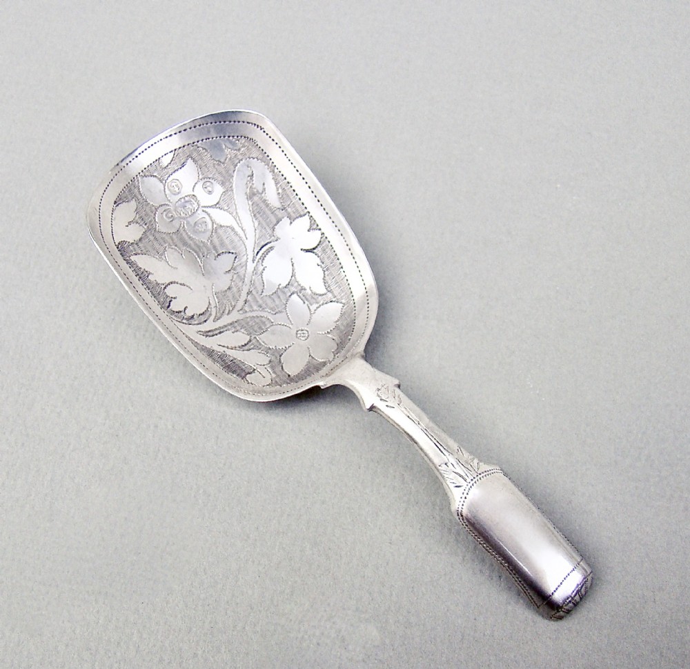 EXQUISITE GEORGIAN SILVER CADDY SPOON BY TAYLOR & PERRY, BIRMINGHAM 1827