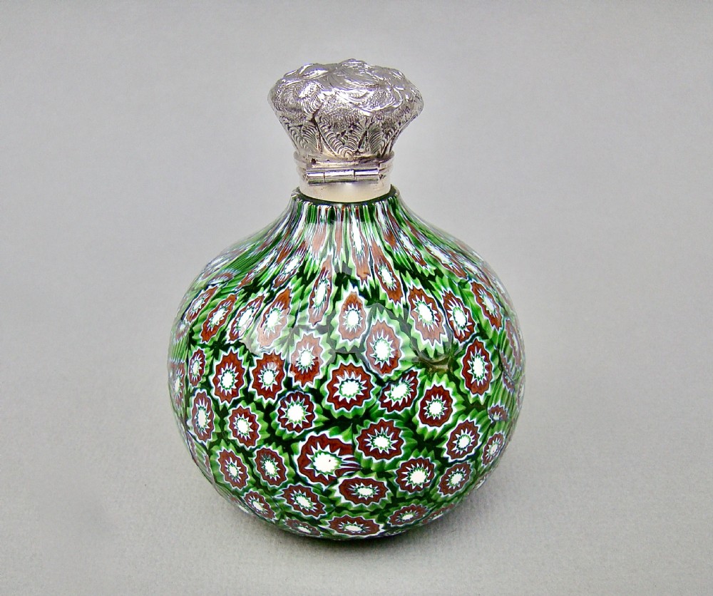 RARE VICTORIAN SILVER MOUNTED MILLEFIORI GLASS SCENT BOTTLE, CIRCA 1890 View II