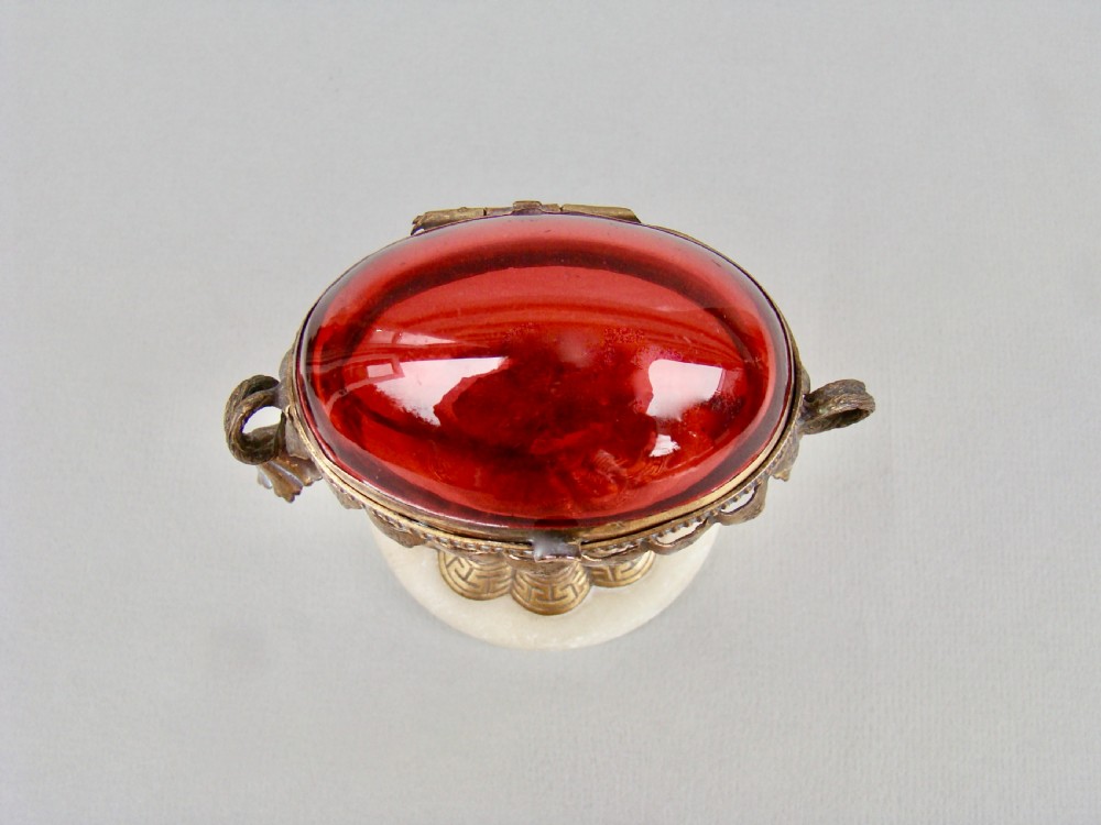 FRENCH PALAIS ROYAL EGG-SHAPED RUBY GLASS CASKET WITH GILT ORMULU MOUNTS, CIRCA 1860 View IV