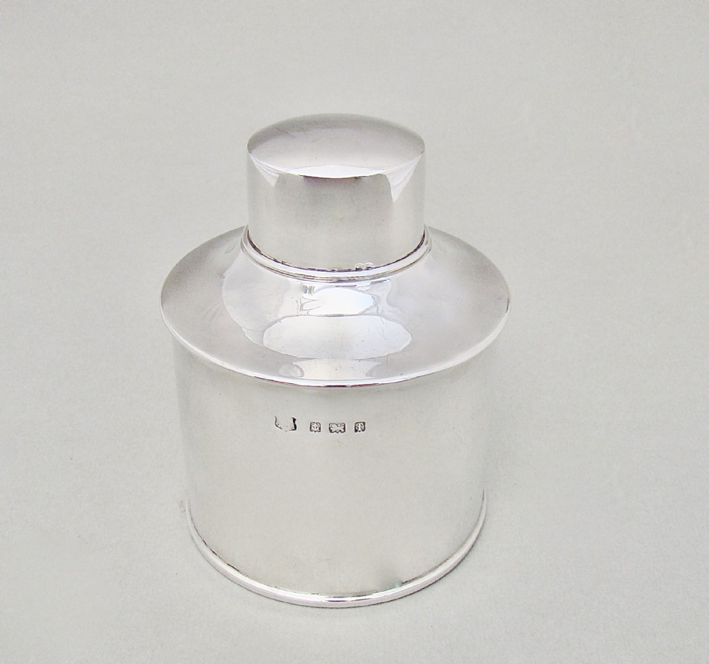 ELEGANT EDWARDIAN SILVER TEA CADDY BY T.H. HAZELWOOD & CO, BIRMINGHAM 1905