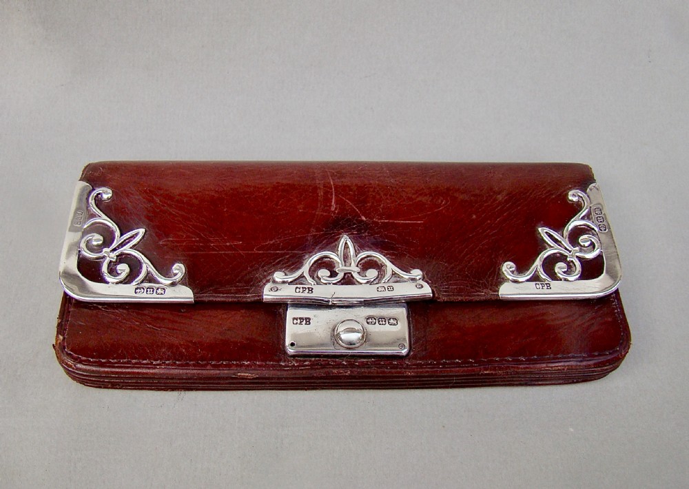 VICTORIAN SILVER & LEATHER PURSE BY CHARLES PENNY BROWN, BIRMINGHAM 1894