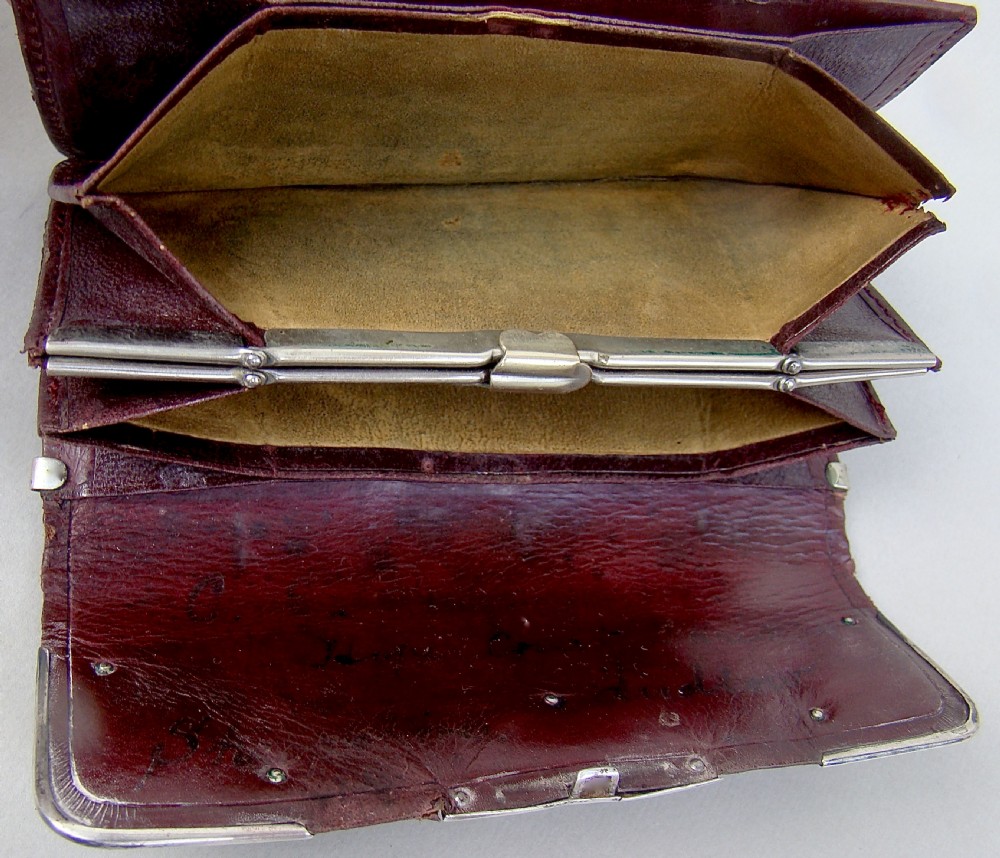 VICTORIAN SILVER & LEATHER PURSE BY CHARLES PENNY BROWN, BIRMINGHAM 1894 View III