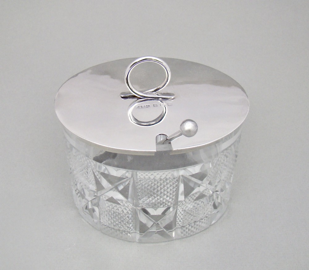 FABULOUS ART DECO SILVER MOUNTED PRESERVE JAR BY GEORGE UNITE, BIRMINGHAM 1928