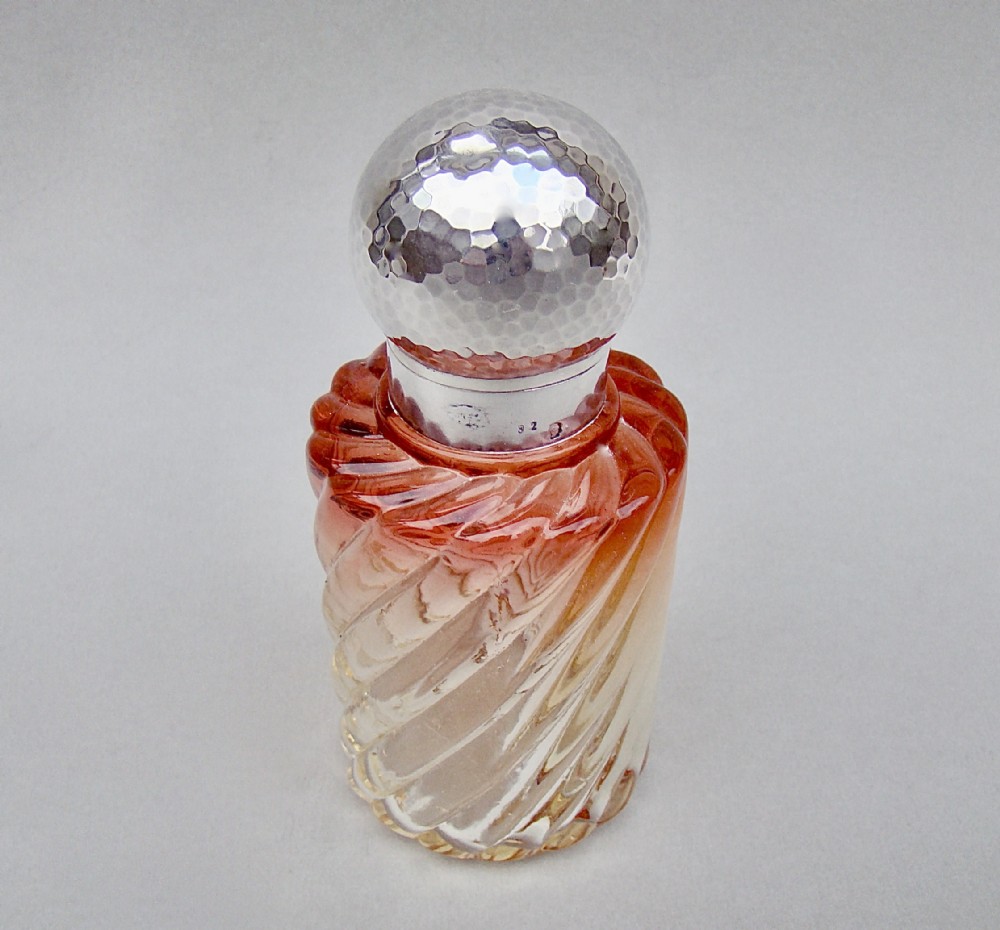 FABULOUS SILVER MOUNTED FRENCH BACCARAT BAMBOO PATTERN SCENT BOTTLE, CIRCA 1890