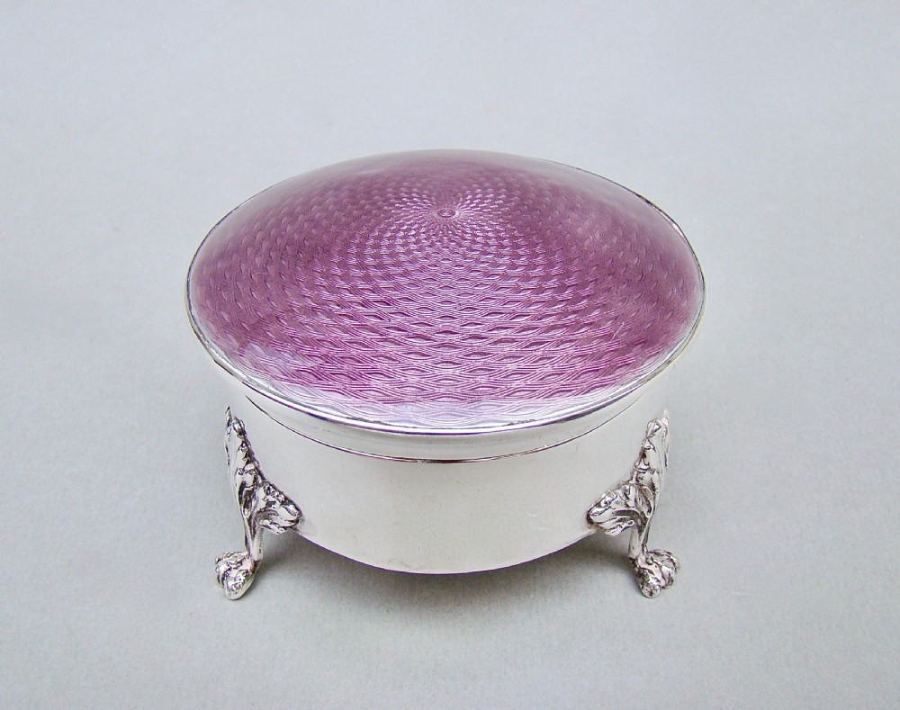 FABULOUS SILVER AND GUILLOCHE ENAMEL JEWELLERY BOX BY HENRY CLIFFORD DAVIS, BIRMINGHAM 1910