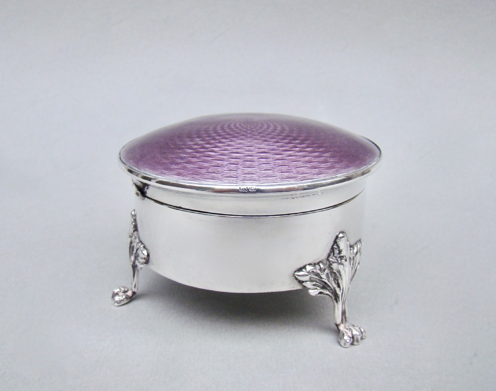 FABULOUS SILVER AND GUILLOCHE ENAMEL JEWELLERY BOX BY HENRY CLIFFORD DAVIS, BIRMINGHAM 1910 View III