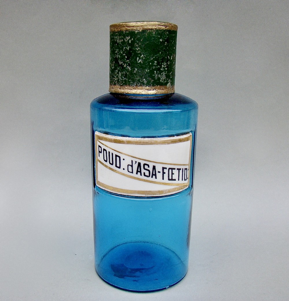 RARE 19TH CENTURY FRENCH TURQUOISE GLASS APOTHECARY JAR, CIRCA 1890