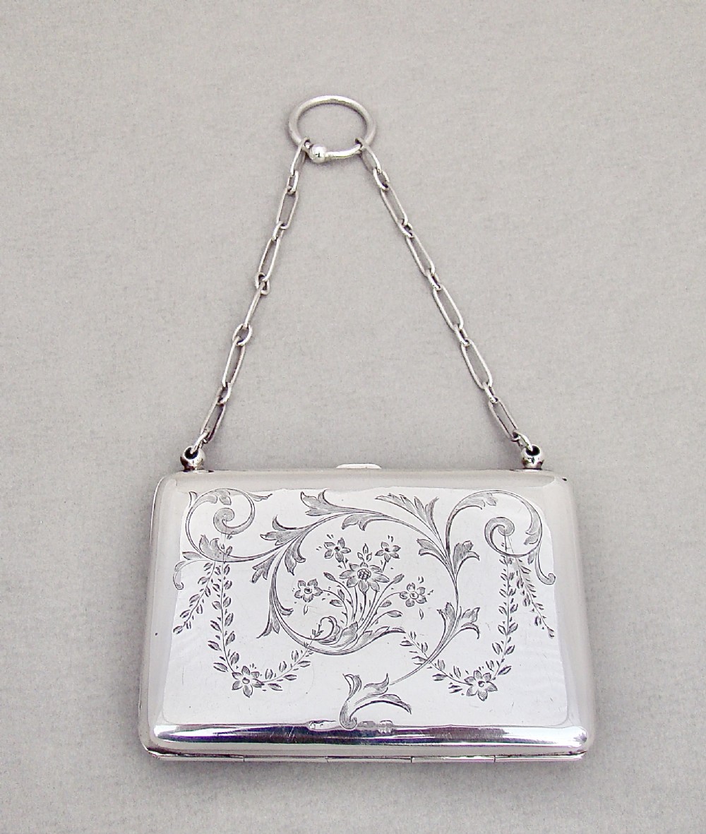 DELIGHTFUL GEORGE V SILVER PURSE BY JOSEPH GLOSTER, BIRMINGHAM 1919
