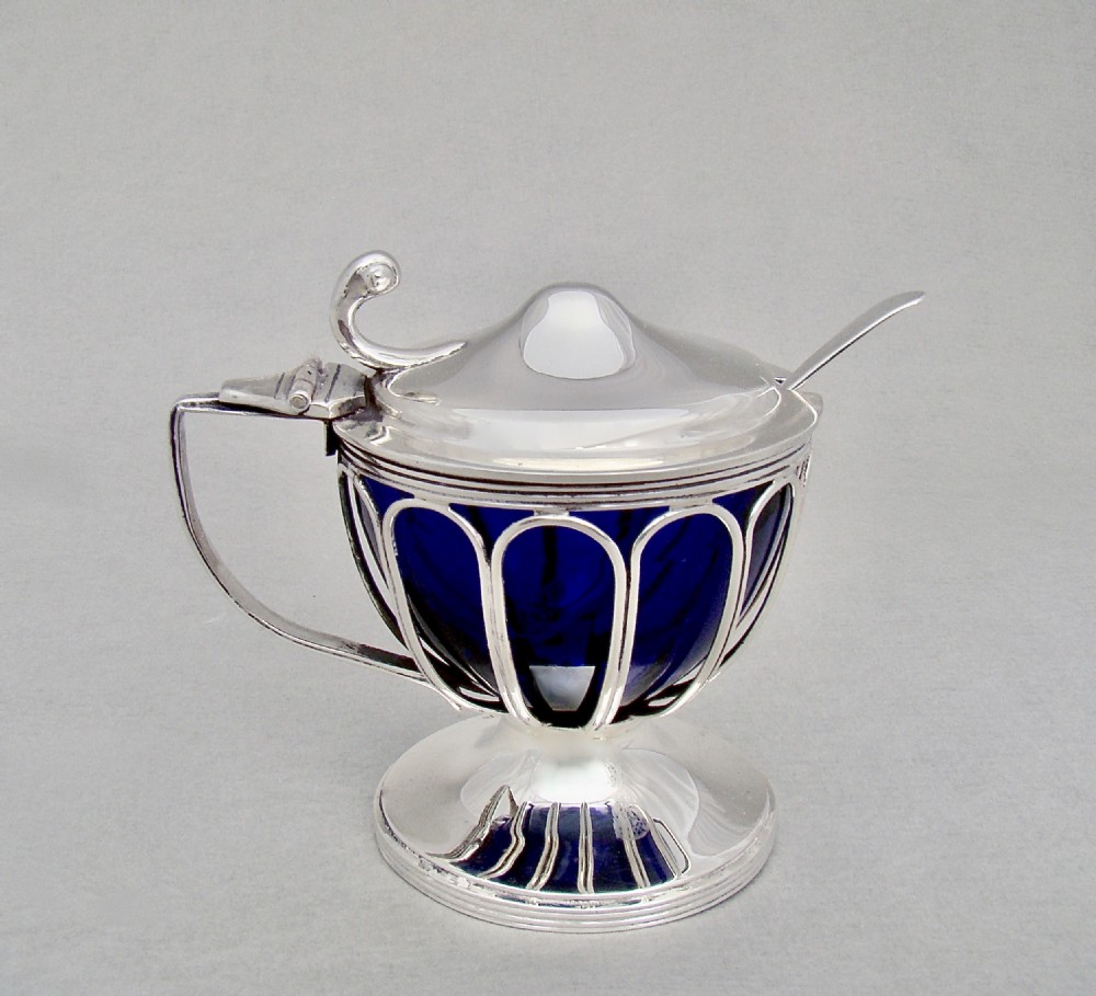 ELEGANT EDWARDIAN SILVER WIREWORK MUSTARD BY DEAKIN & FRANCIS, BIRMINGHAM 1907