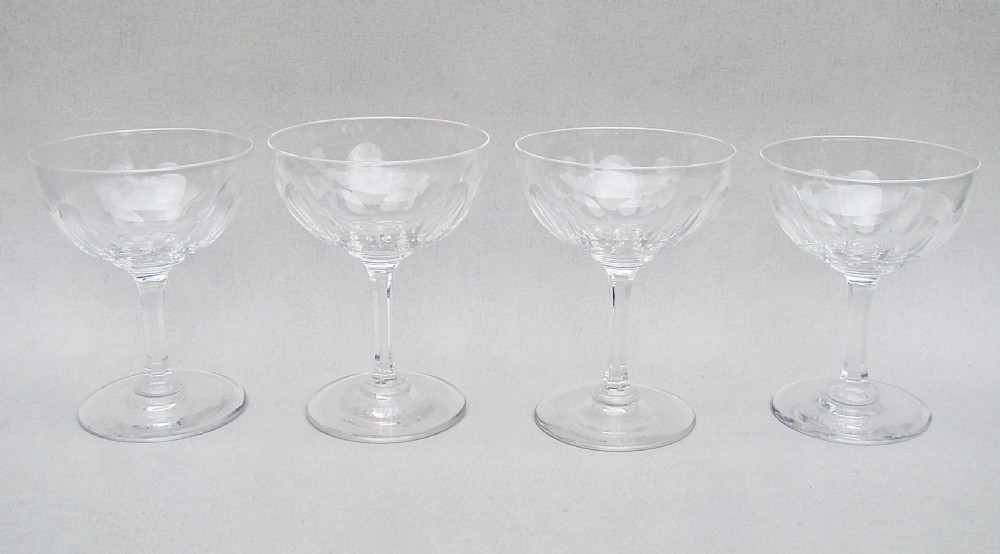 ELEGANT SET OF FOUR  OF VICTORIAN SLICED-CUT CHAMPAGNE COUPES, CIRCA 1890 View VI