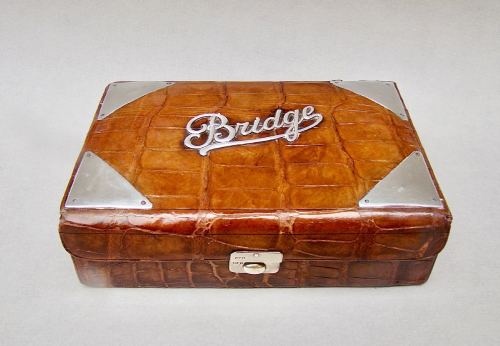 EDWARDIAN SILVER MOUNTED BRIDGE PLAYING CARDS BOX BY CHARLES PENNY BROWN, BIRMINGHAM 1903