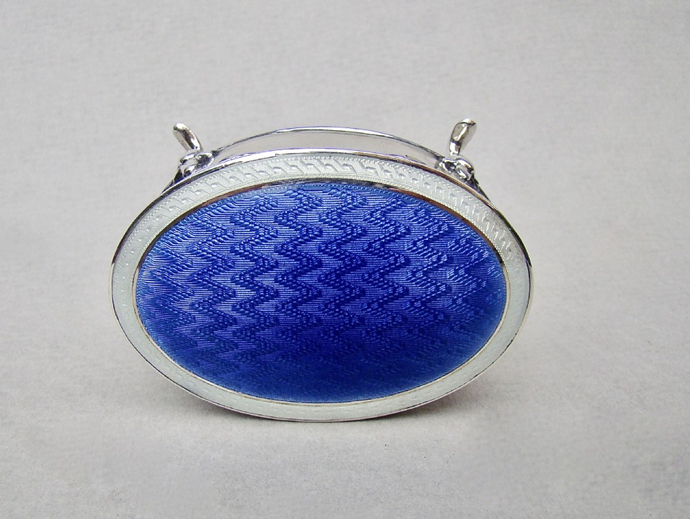 EDWARDIAN SILVER AND GUILLOCHE ENAMEL JEWELLERY BOX BY C.E. TURNER, CHESTER 1908
 View III