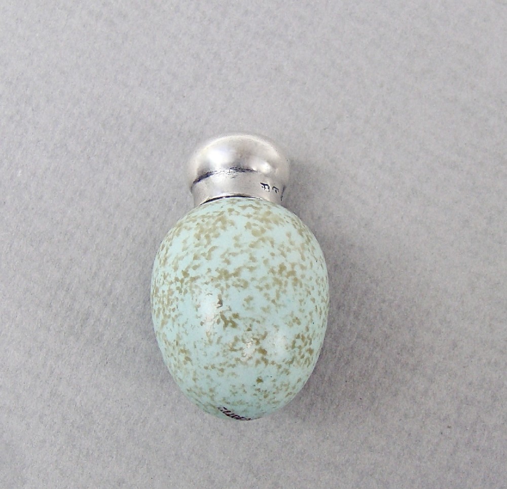 RARE VICTORIAN SILVER MACINTYRE SPECKLED EGG SCENT BOTTLE BY SAUNDERS & SHEPHERD, BIRMINGHAM 1891